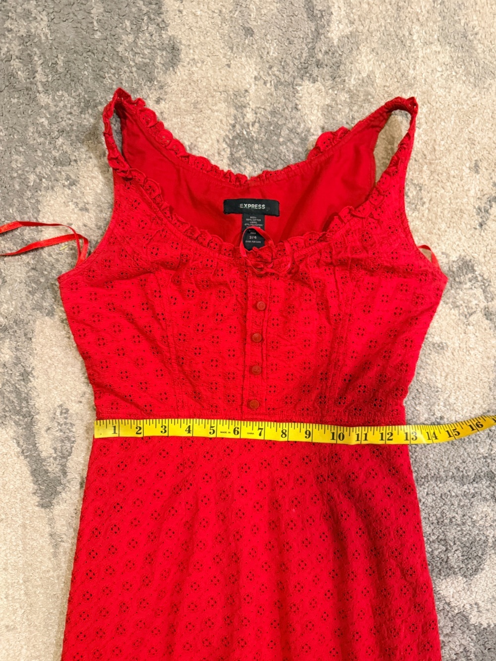 Express Red Lace-Pattern Midi Dress - Picture 5 of 6